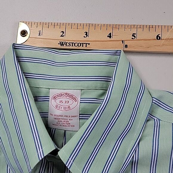 Brooks Brothers 15-33 The Original Polo Shirt Traditional Fit Non-Iron All Cotto - Picture 4 of 10